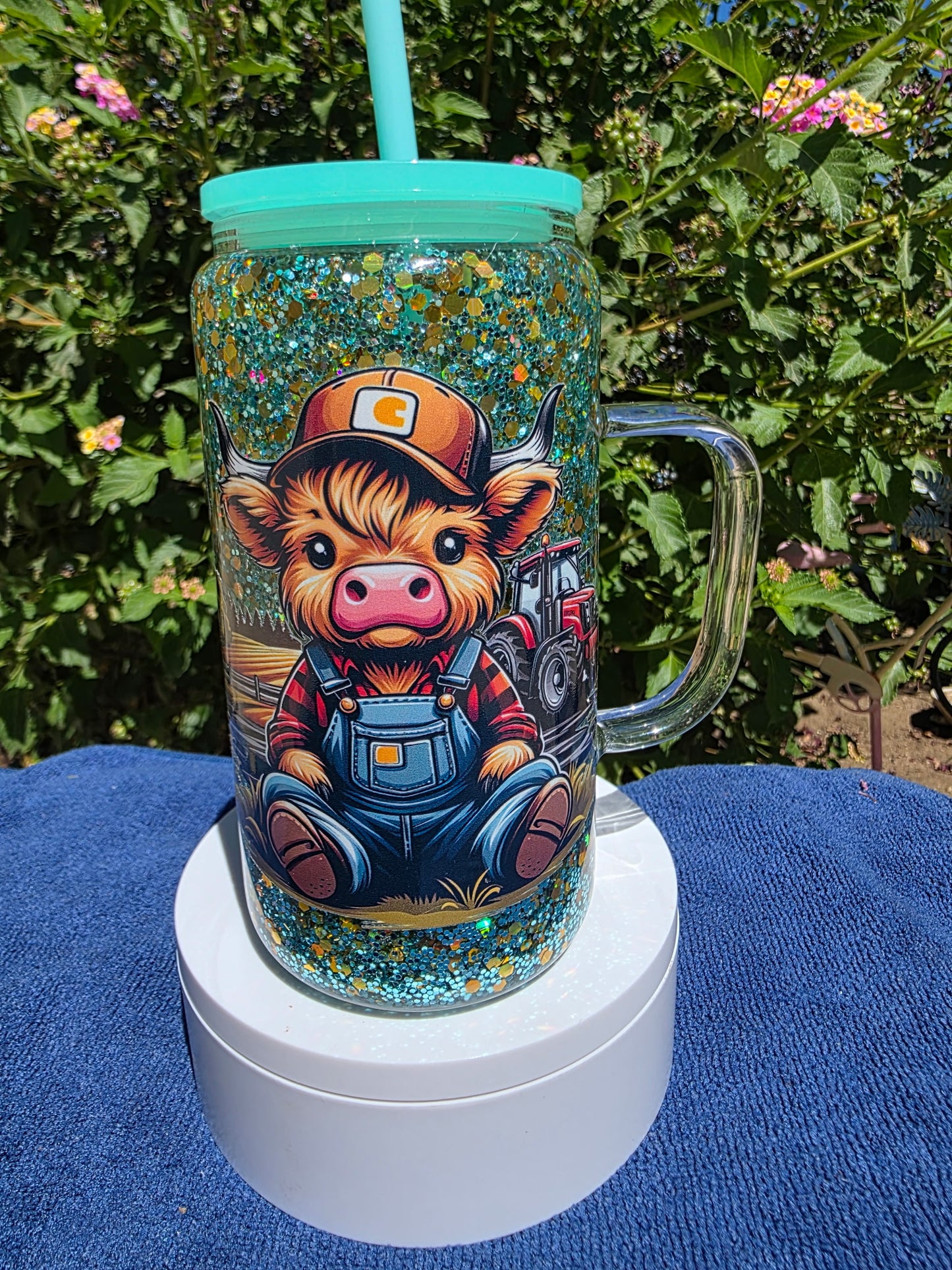 Teal Boy Highland Cow Tumbler