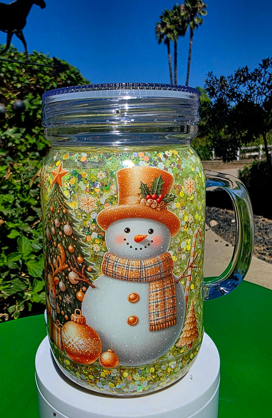 Golden Snowman Snow Globe Tumbler
