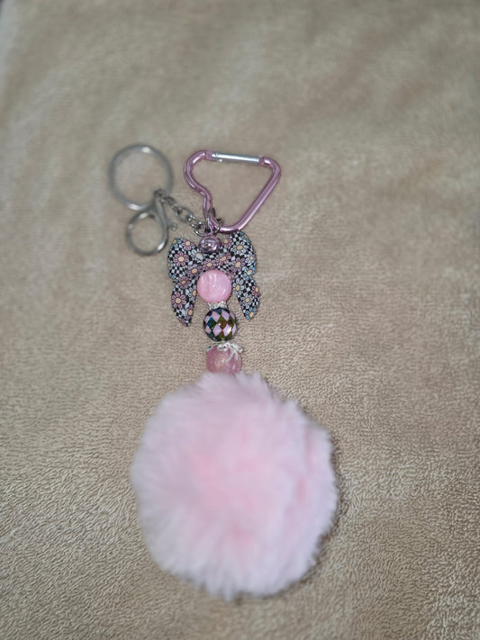 Bow / Pom pom Keychain