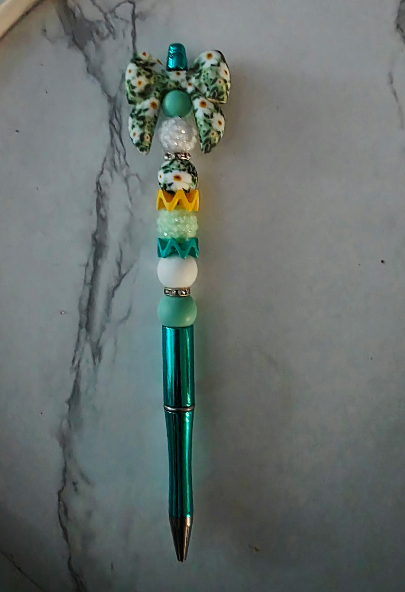 Teal Bow Pen