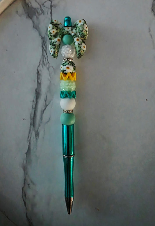 Teal Bow Pen