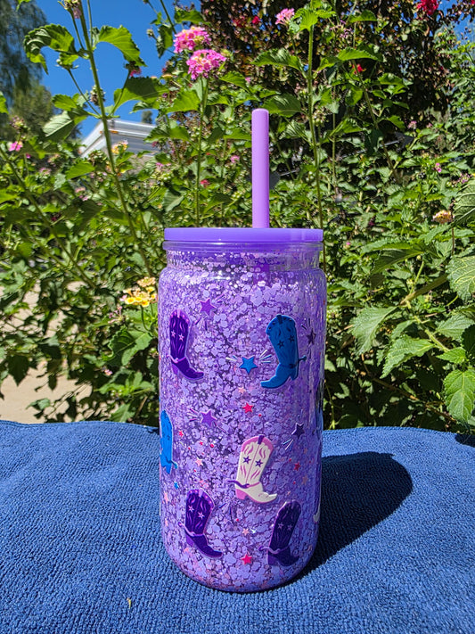 Purple Cowgirl Boots Tumbler