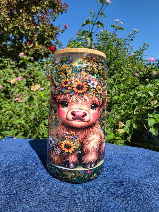 Sunflower Highland Cow Tumbler